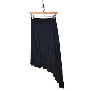 GO COUTURE NEW $128 Navy Pull-On‎ Asymmetrical Hem Midi Skirt Medium